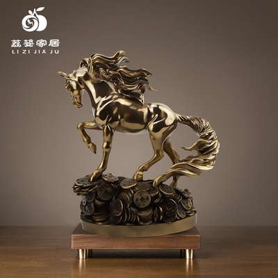 創新工藝，財富象征 鑄銅樹脂發財馬辦公室擺件
